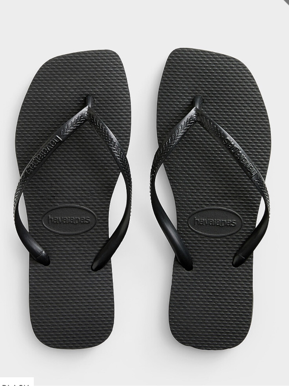 Havaianas Black Textured Strap Flip Flops
